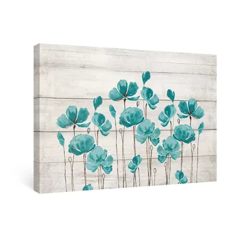 

Bedroom Wall Art Posters Teal Wall Decor Farmhouse Flower Canvas Paintings Turquoise Picture for Nordic Bathroom Decoration Home