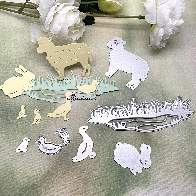 Серия металлических вырубных штампов с изображением животных фермы для