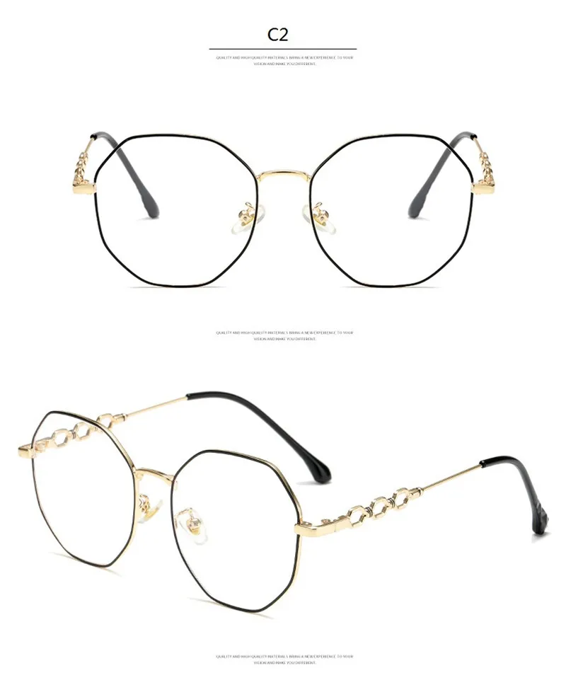Trending Anti Blue Ray Women Reading Glasses Retro Metal Spectacles Frames for Female Polygon Clear Lens Octagon Eyeglasses