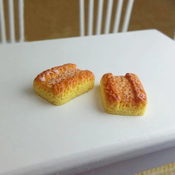 

6pcs/set 1:12 Doll House Japanese and Korean Food Mini Model Resin Tiger Skin Croissant Pineapple Bun