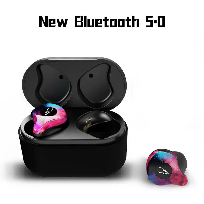 5,0 Bluetooth Наушники Профессиональные Мини 3D стерео звук Невидимый настоящий беспроводной водонепроницаемый спортивные наушники с зарядным ящиком розовый - Цвет: X12Pro-Flame