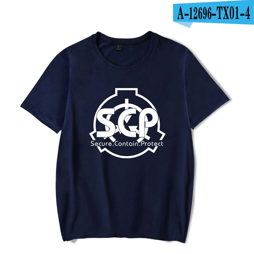 Модная черная футболка SCP с коротким рукавом для мужчин/женщин, летняя Хлопковая мужская футболка в стиле хип-хоп, тональные футболки Hatajuku SCP - Цвет: navy blue