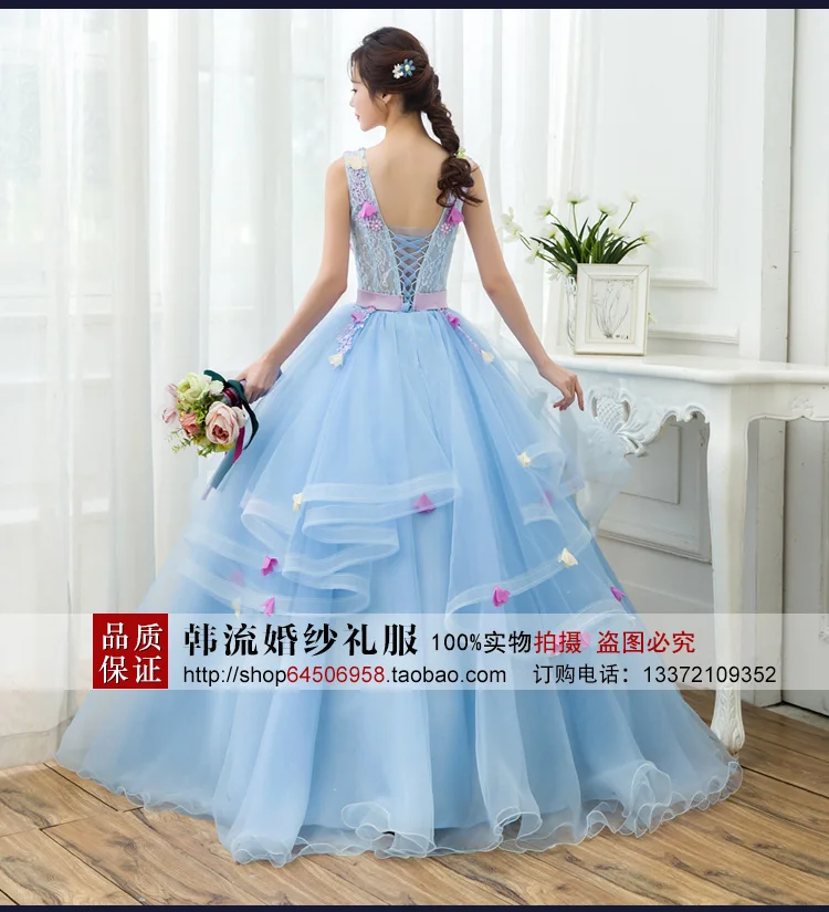Organza Crystals Beaded Ball Gown Quinceanera Dresses Sweet Vestidos De 15 Anos Custom Made Sky Blue Halter Long Prom Gowns