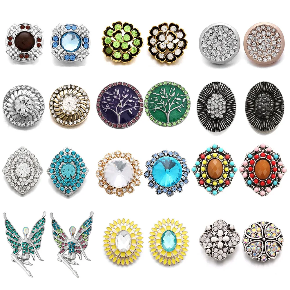 5pcs/lot Wholesale Snap Jewelry 18mm Snap Buttons Mixed Rhinestone