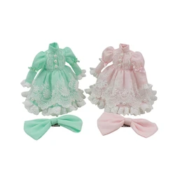 ICY DBS Blyth Doll Licca Body Lace Dress Bow Knot Pink Green Princess Suit Anime Outfits