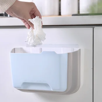 

Foldable Waste Bin Kitchen Cabinet Door Hanging Trash Can Wall Mounted Bathroom Toilet Car Garbage Basket