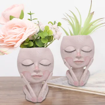 

Nordic Style Portrait Vase Human Face Vase Succulents Plant Pots Resin Abstract Portrait Flower Pot Home Decorative Ornaments