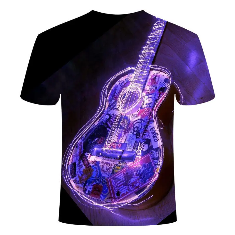 

2019 Hot Selling Popularity 3d printed t-shirts Guitar Leisure Time Short Sleeve male shirt summer top
