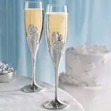 Свадебные бокалы для вина ручной работы для невесты и жениха, свадебные аксессуары, подарок на день Святого Валентина, Золотые сердца