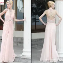 Новая мода Розовый vestidos de soiree Формальное Кристальное сексуальное вечернее платье с открытой спиной Вечерние платья на выпускной