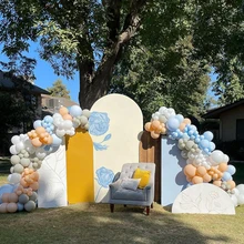 

YAYAZI 162pcs Macaron Blue Retro Sand Apricot Color Matte Latex Balloons Garden Arch Kit Decorate for Baby Shower Wedding Decor