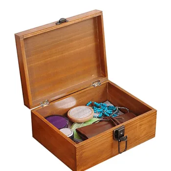 

Zakka Vintage Solid Wood Boxes with Lock European Letter Jewelry Secret Ornaments Small Items Storage Consolidation Wooden Case