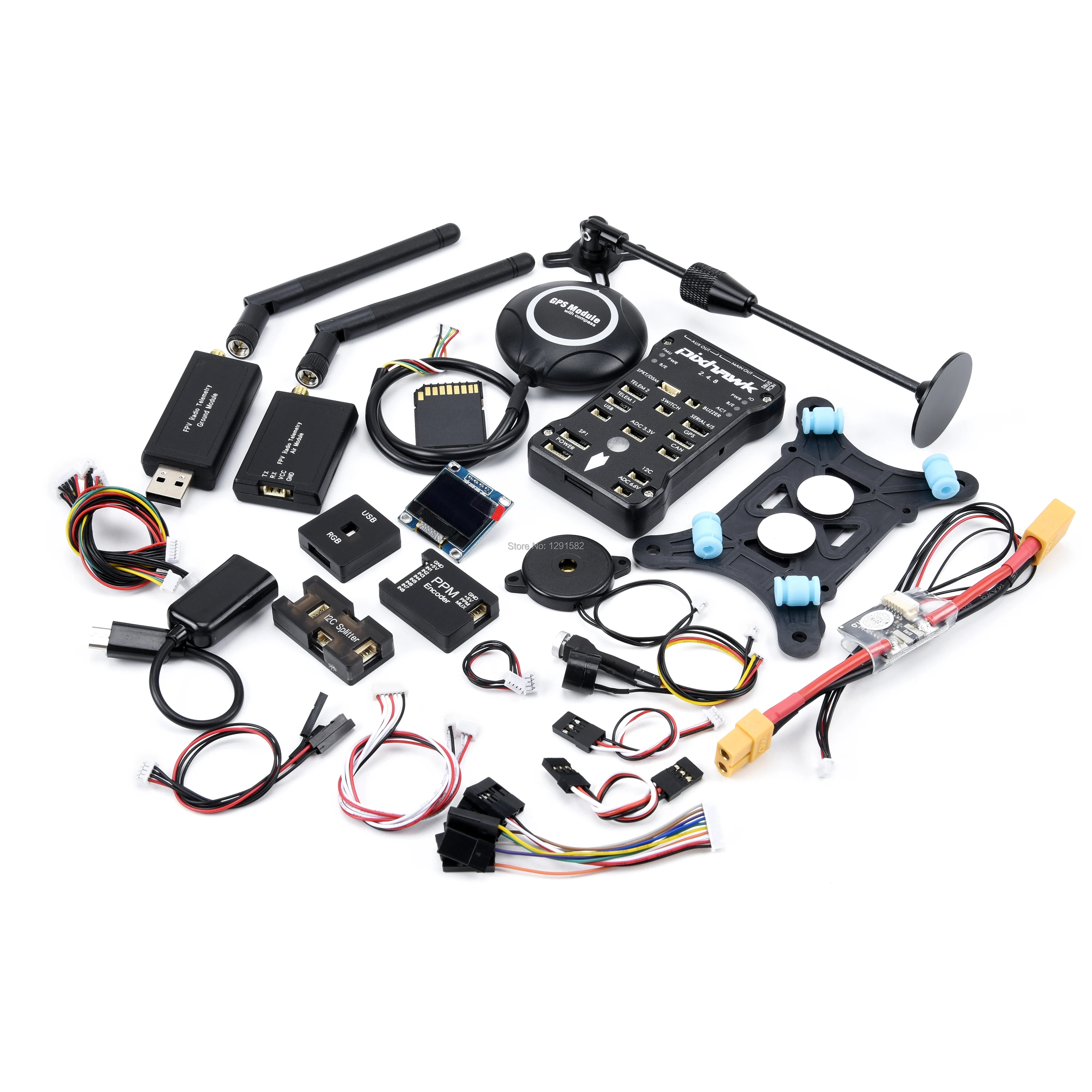 Pixhawk PX4 Autopilot PIX 2.4.8 32 Bit Flight Controller with Safety Switch Buzzer 16GB Card PPM I2C RGB M8N for F450 Quadcopter