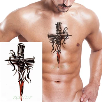 

Waterproof Temporary Tattoo Sticker cross rope tied nail Tatto on Leg Arm Back Tattos Flash Tatoo Fake Tattoos for Men Women