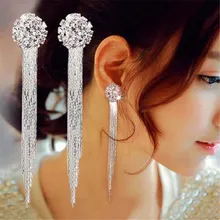 Корейская Мода Кристалл кисточкой серьги свадебные серьги ювелирные изделия для женщин модные геометрические серьги аксессуары