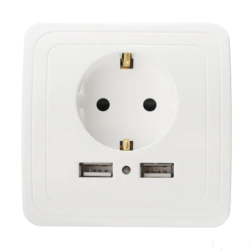 1PC High Quality Professional Useful New Dual USB Port Electric Wall Charger Station Socket Adapter Power EU Plug Switch
