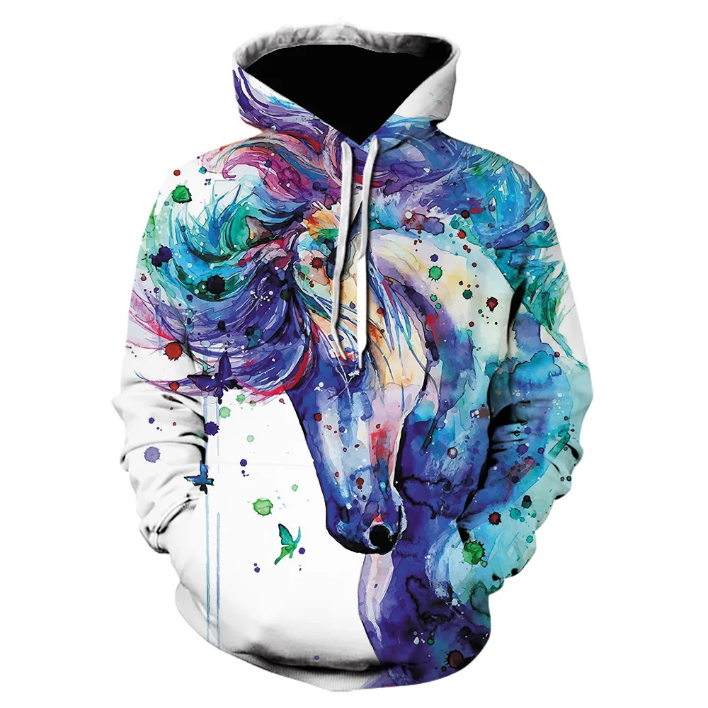 

Beautiful Harajuku Hoodies 3D Printed Horse Oversize Mens Women's Sweatshirt Pullover Long Sleeve Hooded Sweatshirts Sudaderas