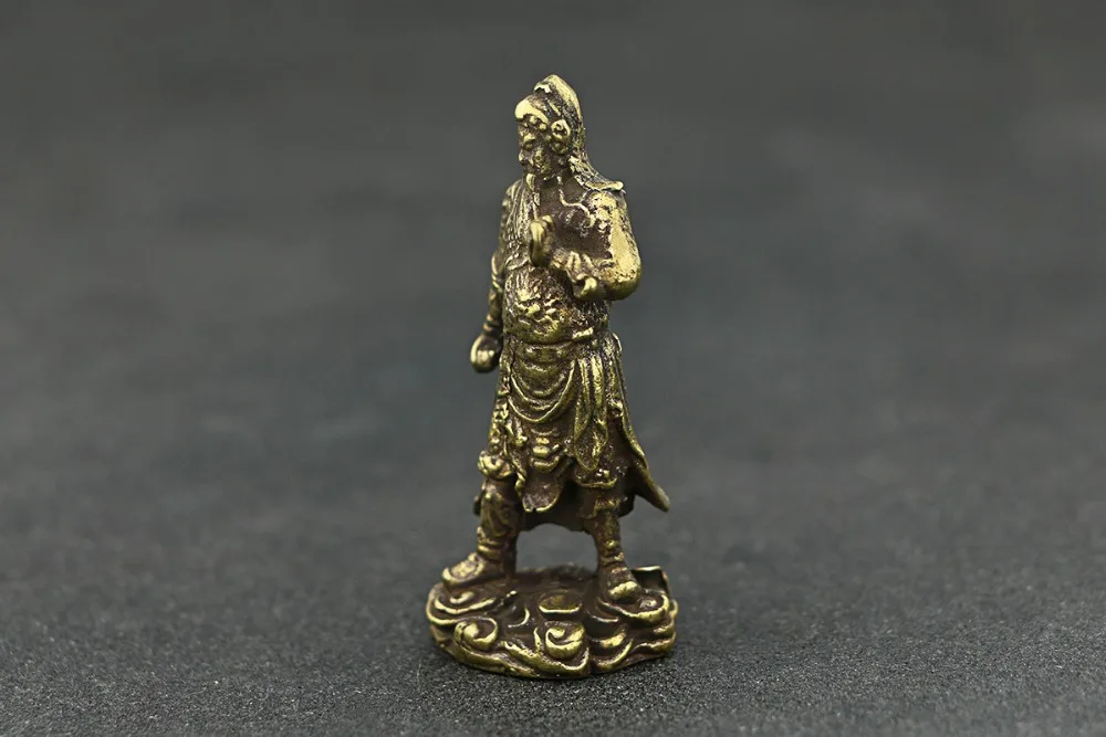 Винтажный медный китайский Бог богатства Статуя Гуань Гун маленькие украшения Ретро латунный Гуань Ю статуэтки настольные украшения ремесла подарок