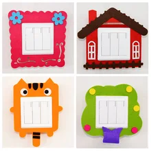 Милый мультфильм выдалбливают ткань переключатель настенные декоративные наклейки сокет Войлок не повреждает настенный клей- крышка переключателя