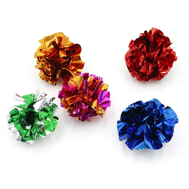 12Pcs/Pack Cat Toys Mylar Crinkle Ball Ring Paper Sound Toy for Cats Kitten Interactive Pet Cat Supplies Multicolor 3