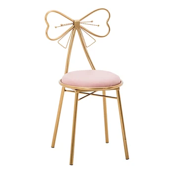 

Modern Bow-knot Golden Bar Stool Iron Bar Chair Beauty Salon Furniture Nordic Princess Bow Modern Barstool