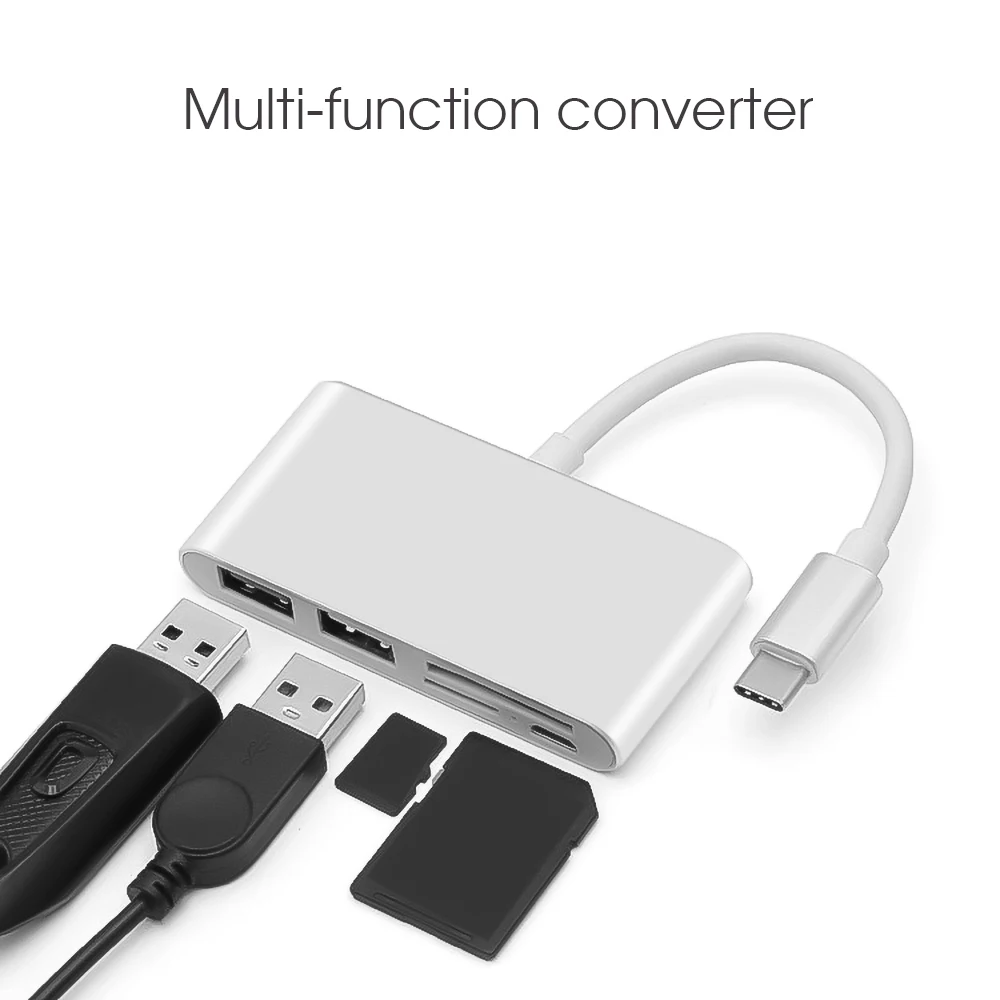 5 в 1 usb-хаб картридер концентратор USB Type C OTG USB-C Micro USB адаптер питания для Macbook Air Pro Surface Pro 6 huawei mate 20