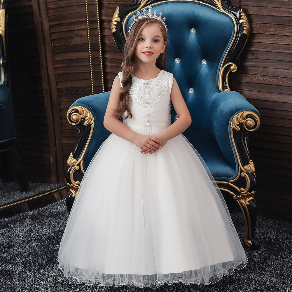 Nuevos vestidos blancos invitados de boda, vestidos de fiesta para niñas muy elegantes, ropa para niños de 3 a 12 años| | - AliExpress