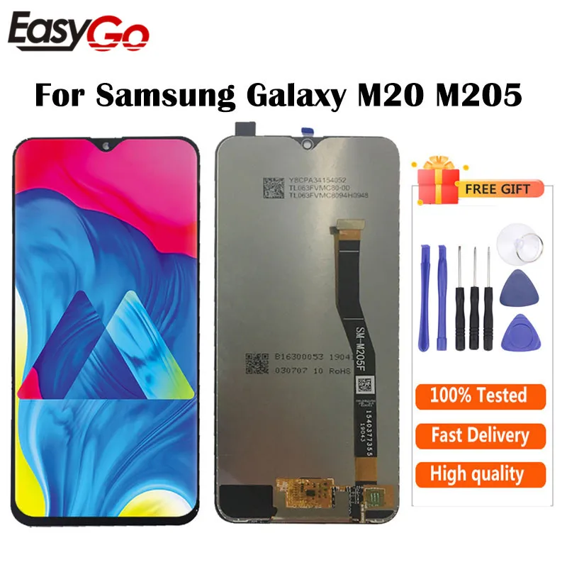 100% Оригинальный дисплей для SAMSUNG Galaxy M20 LCD 2019 SM-M205 M205F ЖК-экран сенсорный экран