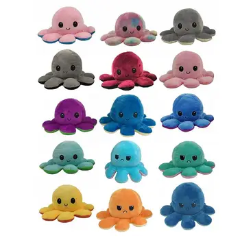 

Cute Reversible Octopus Plush Doll Pillow Double-sided Flip Plush Toy Kid Children Halloween Christmas Gift Decorations For Home