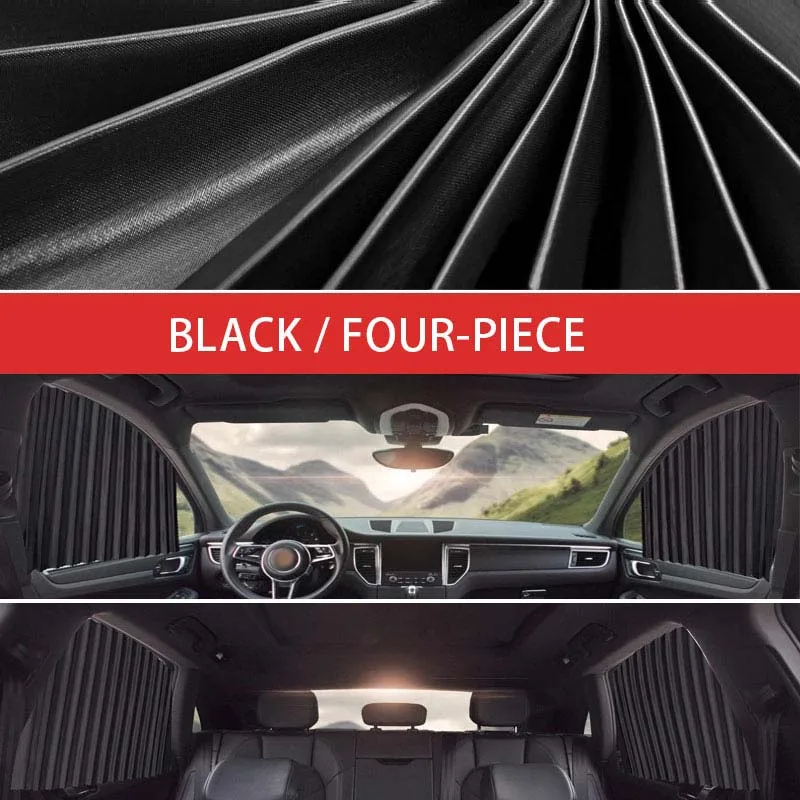 4pc Rear Front Black Автомобильный солнцезащитный козырек, занавеска, Универсальный козырек от солнца на боковое окно, чехол, магнитные автомобильные Чехлы, занавески, занавески, окно для детей - Цвет: 4pc Rear Front Black