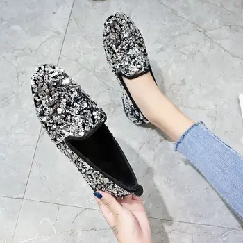 

Flash Sequins Women Flats 2020 Spring Shoes Women Casual Multicolor All Seasons Ballet Slip on Flats Shiny Loafers Shoes Woman