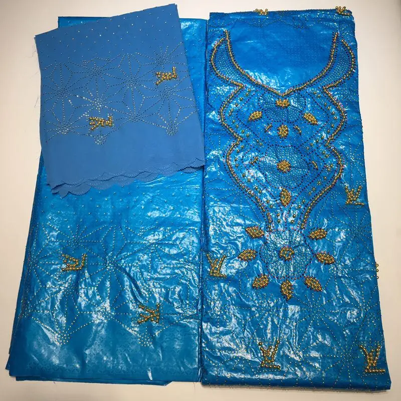 Парча в Гвинейском стиле африканских Базен ткани высокого качества getzner бисером Свадебная кружевная ткань 7 ярдов/комплект ba143 - Цвет: 20