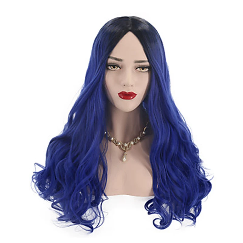 

HAIRJOY Synthetic Hair Women Ombre Cosplay Wigs Wavy Middle Part Long Blue Wig