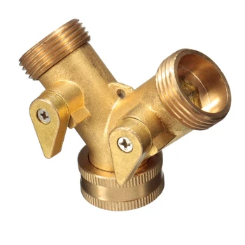 

HOT SALE Hose Pipe Splitter 3/4 Inch Brass 2 Way Valve Splitter Hose Pipe Tap Connectors for Garden Irrigation 2 Way Hose Pipe S
