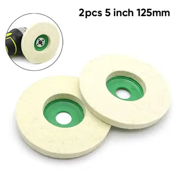

2pcs 5 Inch 125mm Wool Polishing Wheel Buffing Pads Angle Grinder Wheel Felt Polishing Disc for Metal Marble Glass Ceramics