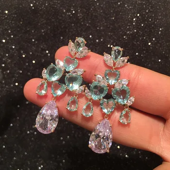 

Bilincolor women water drop tassel earrings luxury elegant evening dress ear accessories