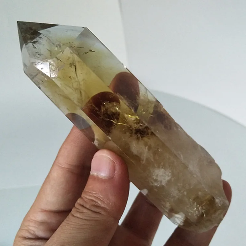Натуральный камень цитриновый Кристалл кристаллические палочки точка энергия чакры камни и заживляющие кристаллы - Цвет: A30   239g   126mm
