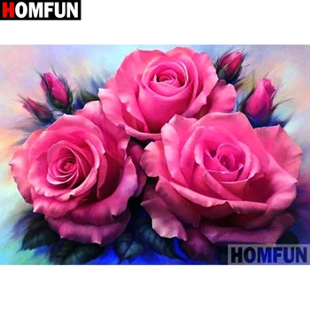 

HOMFUN Diy Full Square Round Drill 5D Diamond Painting Cross Stitch Diamond Embroidery "Rose flower" Home Decor Gift A27194