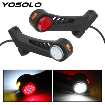 

YOSOLO 2pcs/set Red White 12/24V LED Side Marker Light 27LED Truck Lamp Tail Light Indicator Lights