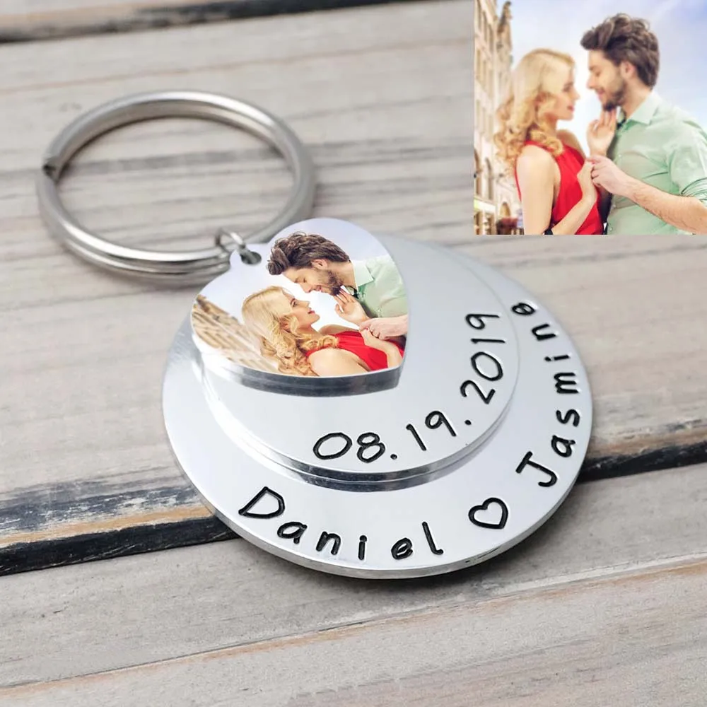 Keyring Key-Chains Gift Engraved-Photo Custom Girlfriend Personalized Picture 