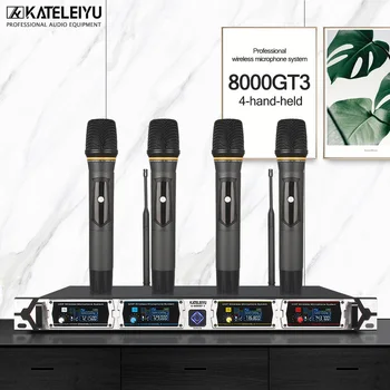 

KATELEIYU U-8000GT 4 channel professional wireless microphone UHF Lapel microphone system kalaok 4 hand-held microphone