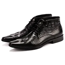 Luxury Designer Men Dress Boots Shoe Genuine Leather High Quality Cow Leather Pointy Crocodile Pattern Ankle Boots Luxury Designer Men Dress Boots Shoe Genuine Leather High Quality Cow Leather Pointy Crocodile Pattern Ankle Boots