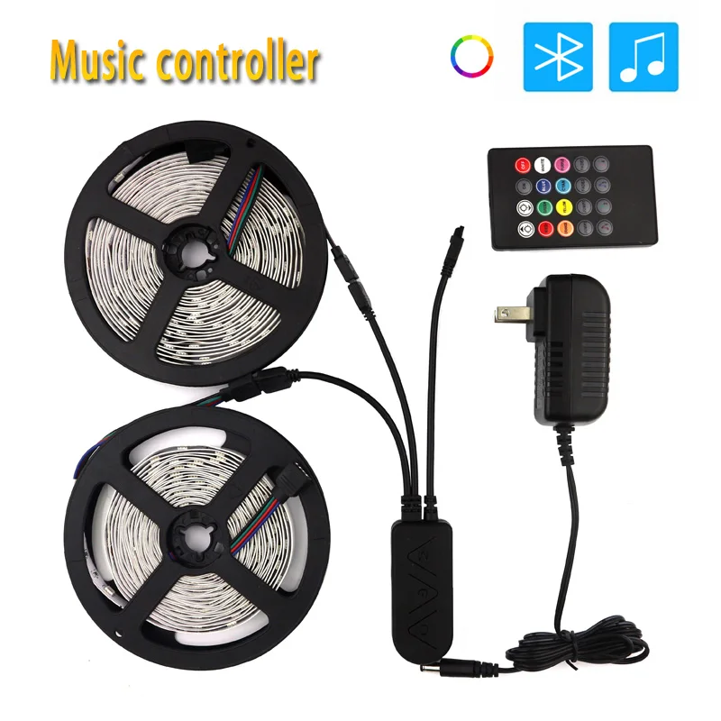 Светодиодный светильник s, 33 фута/10 м, меняющая цвет полоса SMD5050 RGB, светильник с Bluetooth контроллером, синхронизация музыки для украшения