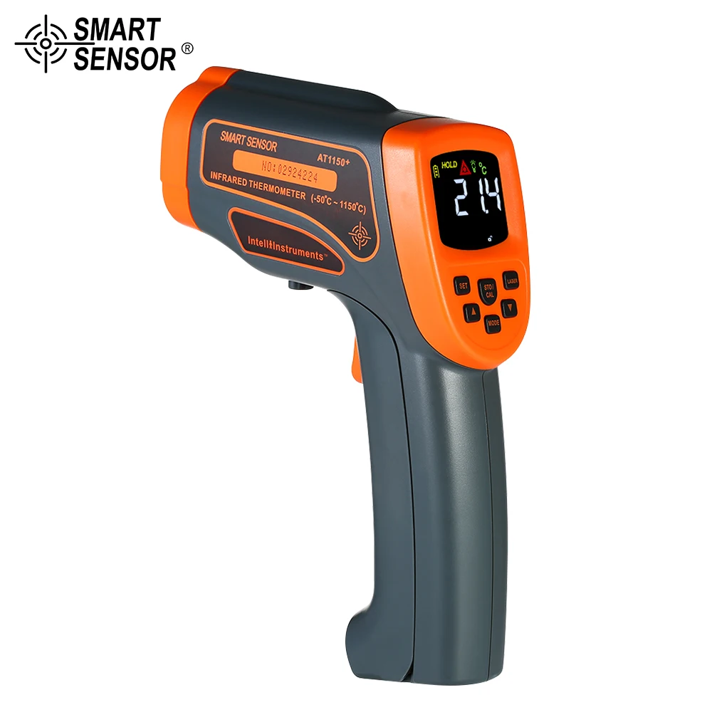 

SMART SENSOR AT1150+ Non-contact IR Infrared Thermometer 20:1 LCD Digital Temperature Meter Pyrometer -50 1150C with case