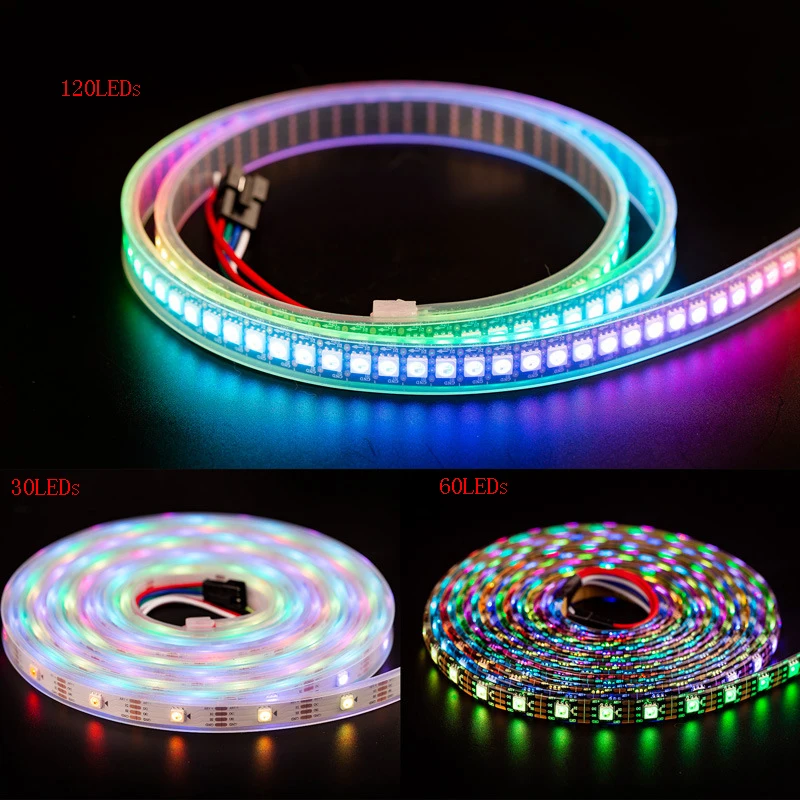 WS2815 DC12V RGB светодиодный Пиксели полосы светильник индивидуально адресуемых СВЕТОДИОДНЫЙ двойной сигнала синхро-адаптер длиной 1 м/5 м 30/60/144 Пиксели/светодиодный s/m светодиодный лента 12v