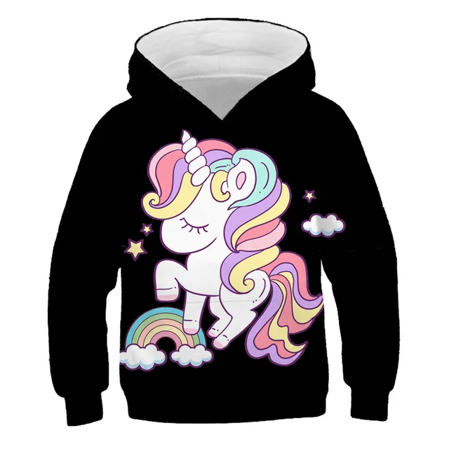 Girls Unicorn Hoodies 4 5 6 7 8 9 10 11 12 -14 Years Kids Sweatshirt Unicorn Hoodies Boys Hooded Autumn and Winter Girl Clothes Tzwy-13262