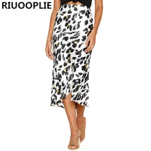 RIUOOPLIE, модная сексуальная Женская длинная юбка миди, высокая талия, вечерние, Коктейльные, плиссированные, Свинг, сарафан, вечерние, леопардовая, полуюбка