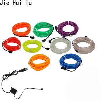 

1M/2M/3M/5M Auto LED Strip Car Interior Lighting Garland EL Wire Neon Light Rope Tube Line flexible With 12V Cigarette Drive