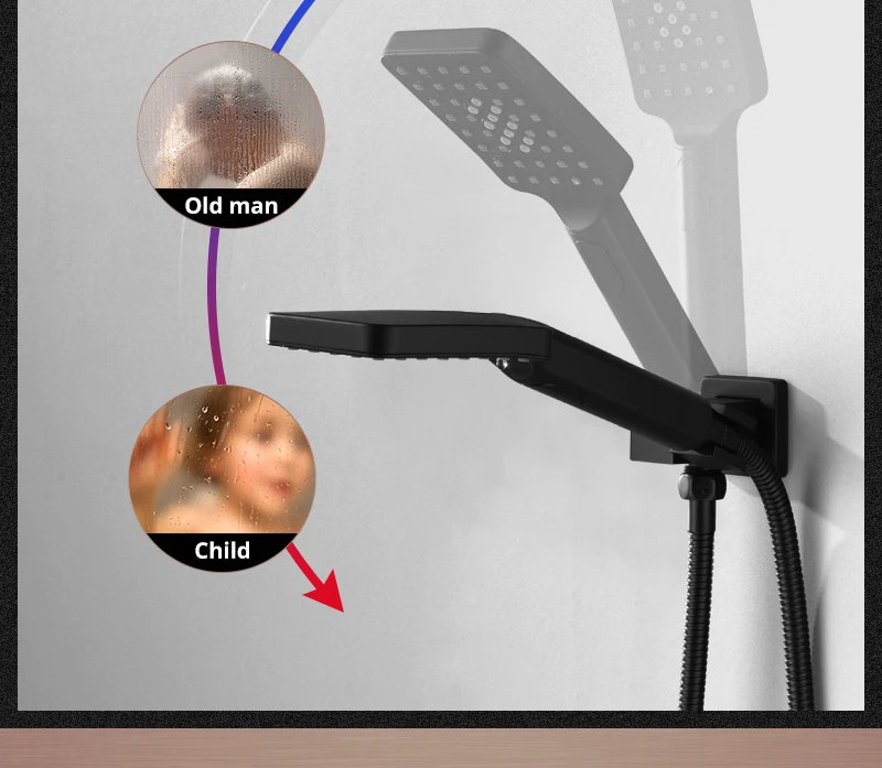 Black Button Shower Set Thermostatic Shower Set In-Wall Brass Touch 6 x 10 inch Faucet Shower System (23)