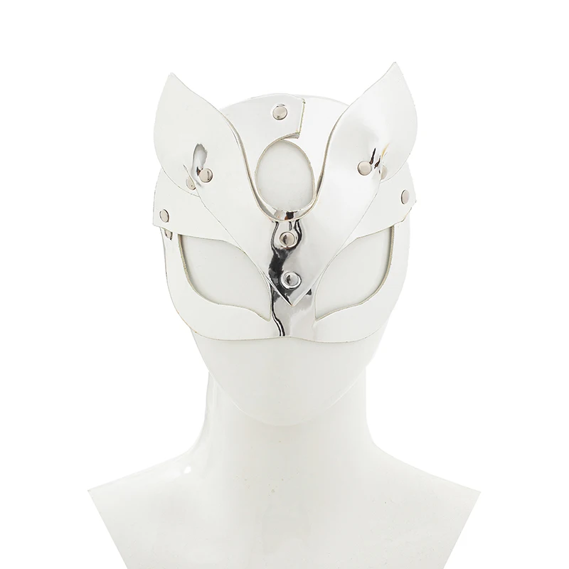 Новая Радиационная женская сексуальная маска, Вечерние Маски на Хэллоуин, маски для маскарада, Бальные маски, маскарадные маски на половину глаз, маскарадные маски для лица, кошки, Кожаная маска с цепочкой - Цвет: Mask